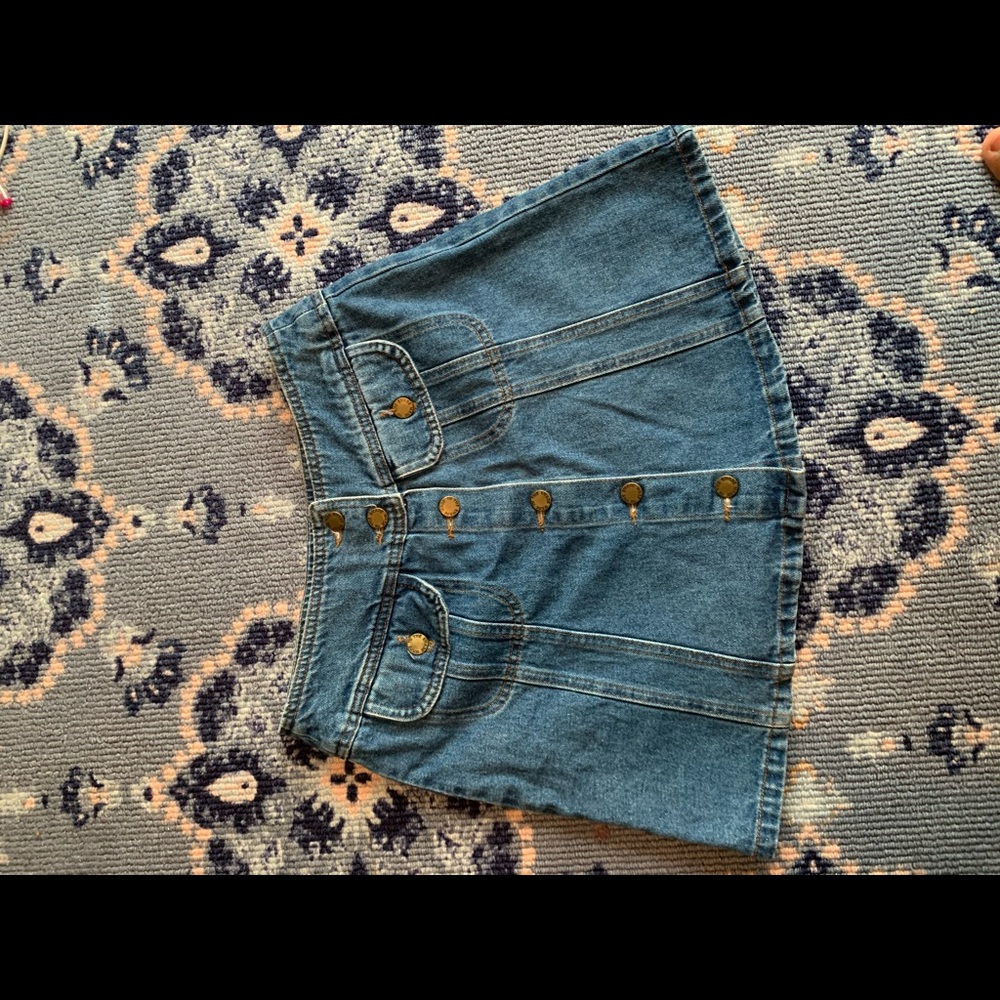 mini button up denim skirt